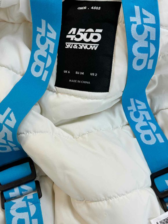 ASOS 4505 SKI SNOW METALLIC WHITE JACKET SIZE S