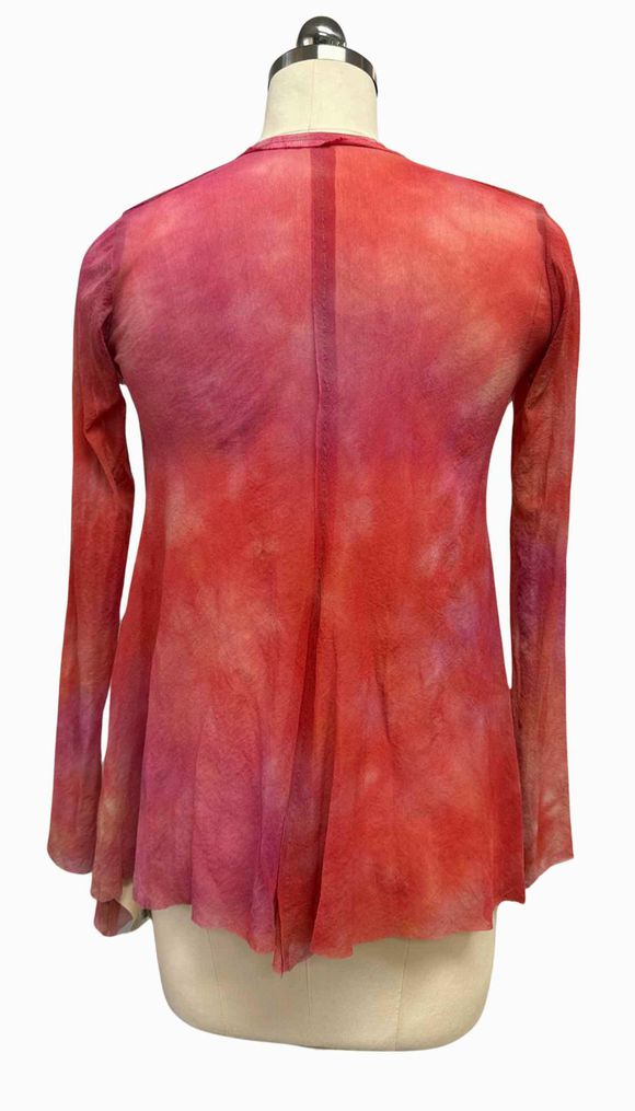 ROBIN KAPLAN NWT! HAND DYED MESH TRAPEZE RED CARDIGAN SIZE 1
