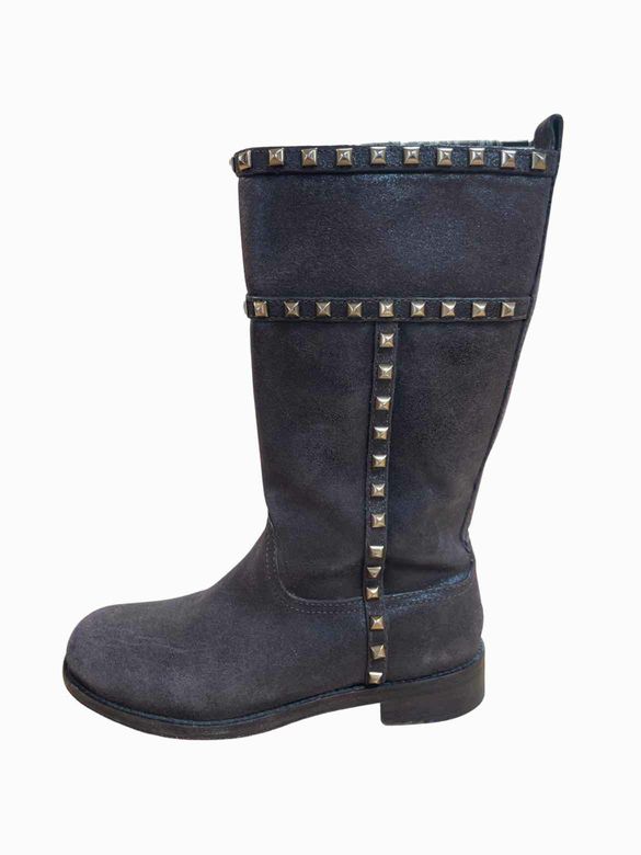 TORY BURCH BROWN SHAUNA DISTRESSED MID SHAFT BOOT