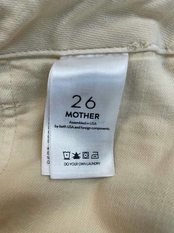 MOTHER PATCH POCKET BUTTON FLY FRAY HEM SUNDRESS PALE YELLOW PANTS SIZE 26
