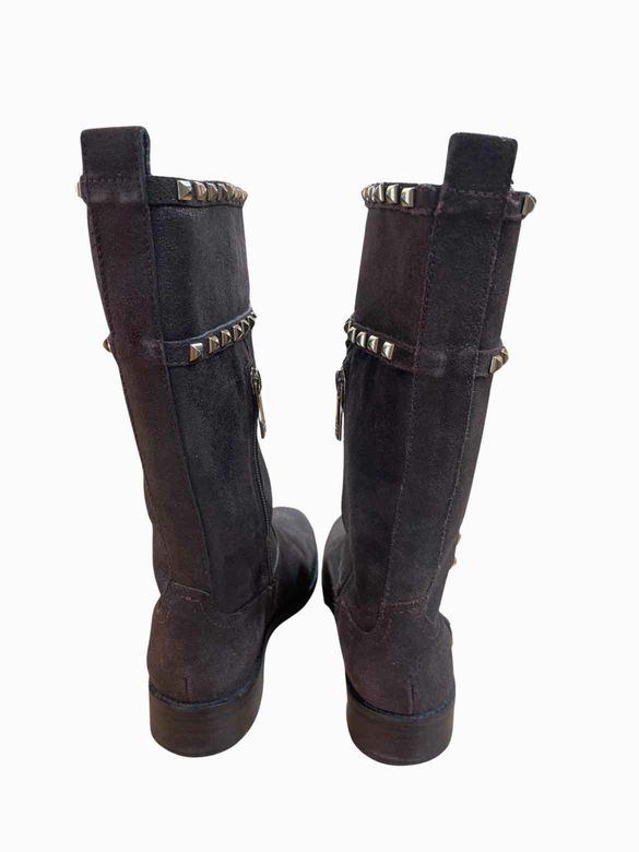 TORY BURCH BROWN SHAUNA DISTRESSED MID SHAFT BOOT